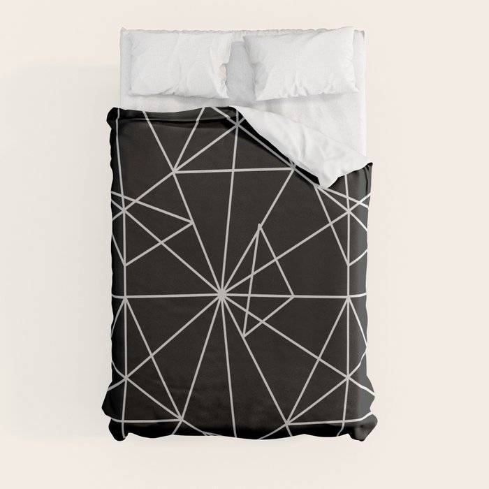 Abstract black white minimalist geometric pattern Duvet Cover by Pink