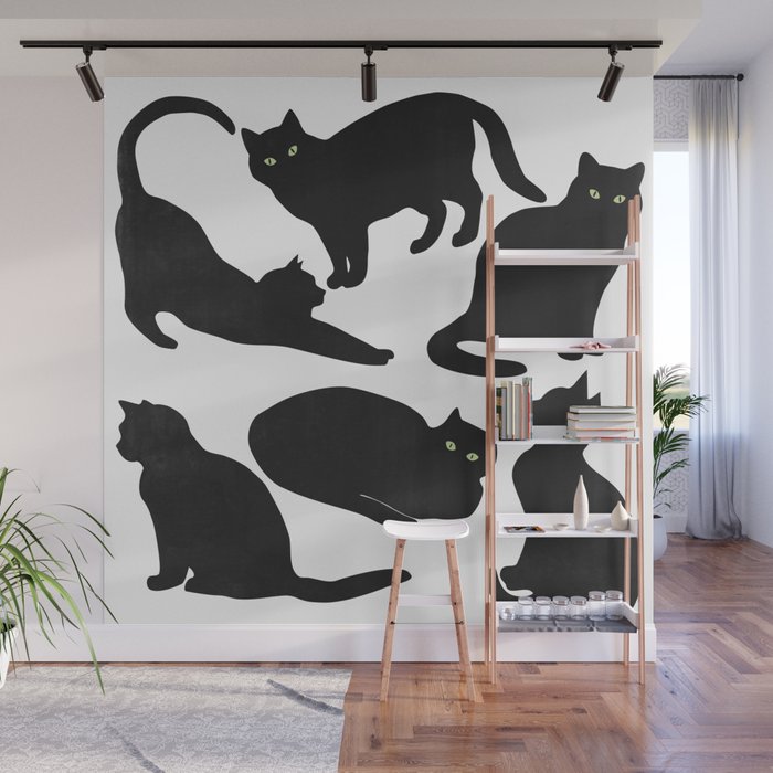 Black Cats Wall Mural