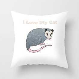 I Love My Cat Opossum Funny Vintage Throw Pillow