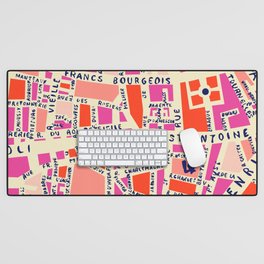 paris map pink Desk Mat