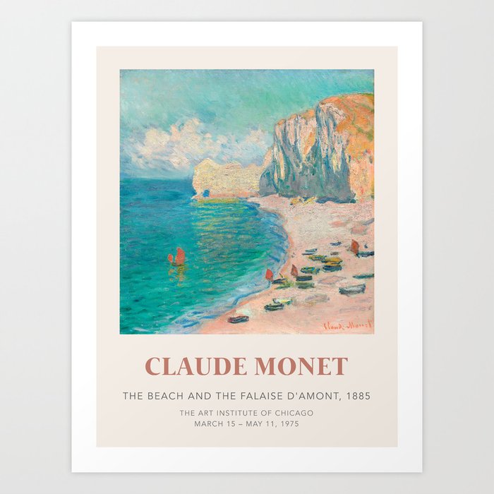 Monet Art Exhibition: The Beach and the Falaise d'Amont Art Print