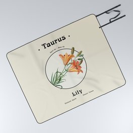 Taurus & Lily - Flowers of the Zodiac Picnic Blanket