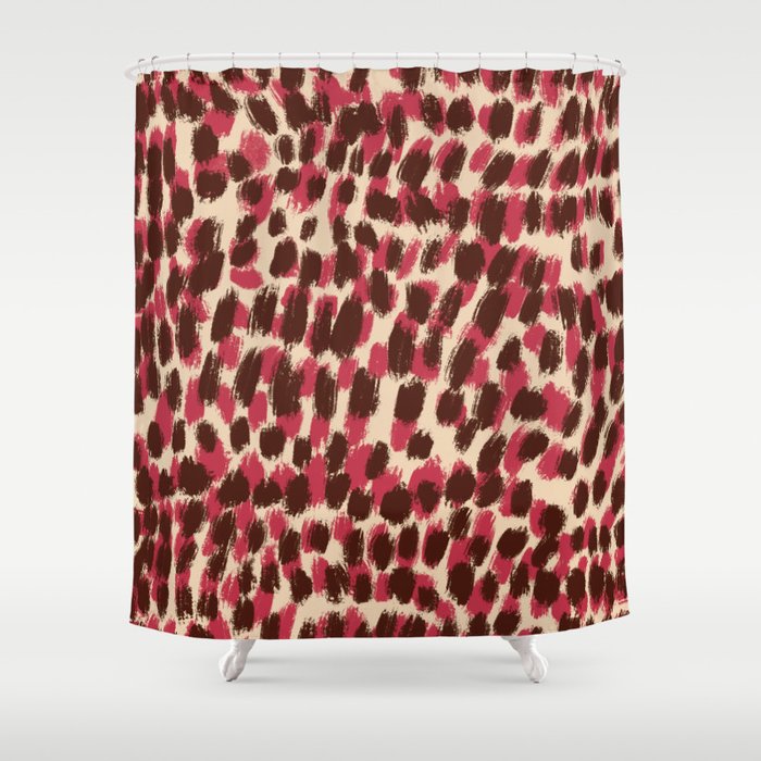 Brushstrokes leopard spots pattern var 2 Shower Curtain