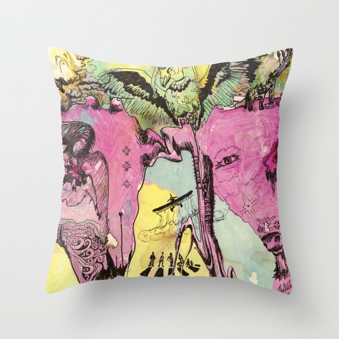 #102 Colombia, Vultures Everywhere Throw Pillow