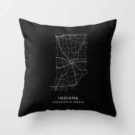 Indiana State Road Map Throw Pillow