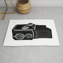 Vintage Rolleicord Film Camera Retro Illustration Area & Throw Rug