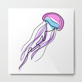 Jellyfish - Abstract line art Metal Print
