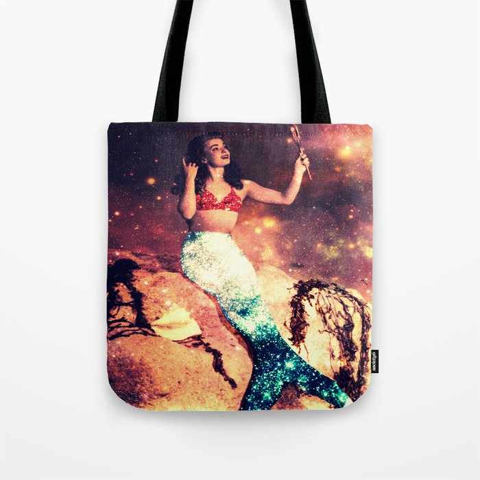 Vintage Mermaid Sparkle :  Mr Peabody & The Mermaid Tote Bag