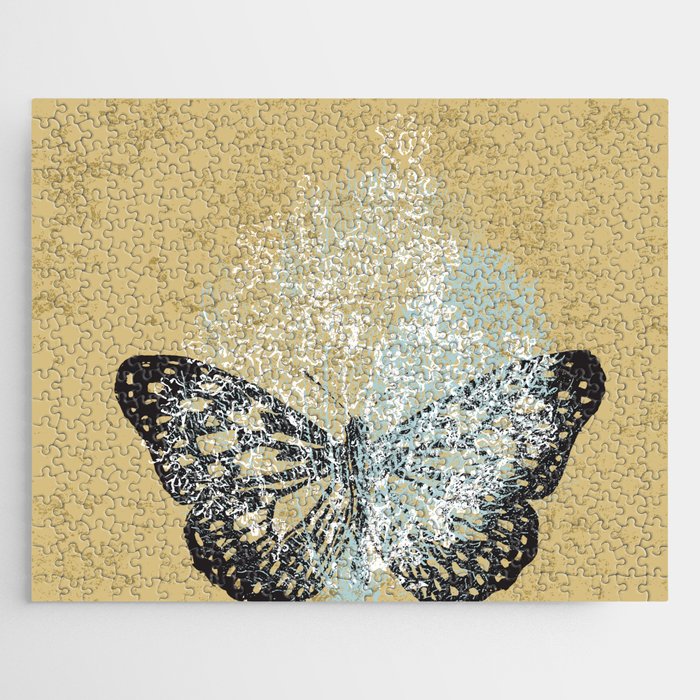 fine art Abstract art gestual, organic and butterfly Jigsaw Puzzle