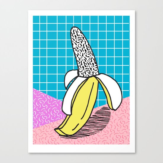 Schweet - modern memphis throwback 1980's style banana print polka dots retro nostalgia hipsters Canvas Print