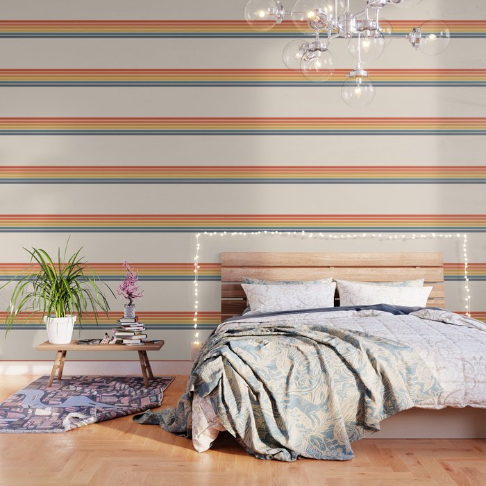 Parama - Classic Colorful 70s Vintage Style Retro Racing Summer Stripes Wallpaper