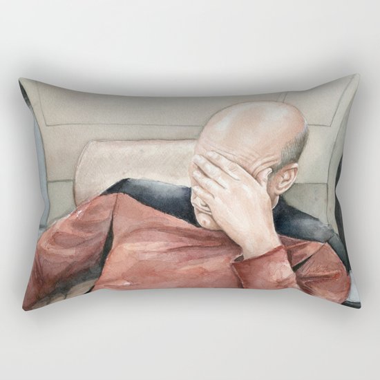 Picard Facepalm Meme Funny Geek Sci-fi Captain Picard TNG Rectangular Pillow