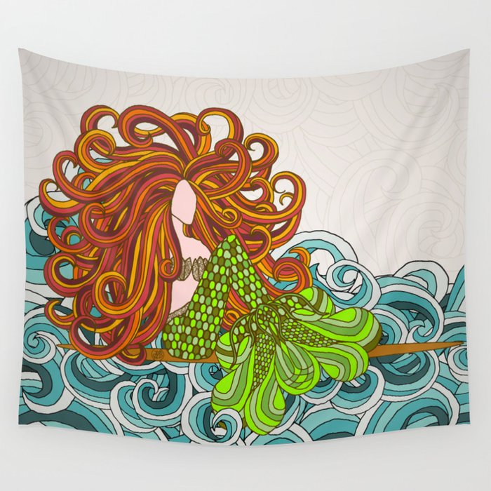 Mermaid Waves Wall Tapestry