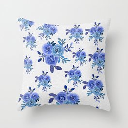  CUTE BLUE FLOWERS SEAMLESS PATTERN Throw Pillow