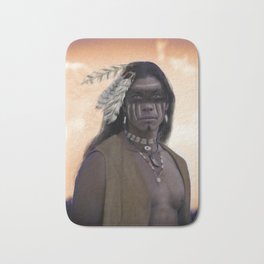 Proud Warrior Bath Mat | Cowboy, Cree, Grungeart, Ree, Digitalart, Apache, Firstnationspeople, Indian, Northamerica, Crow 