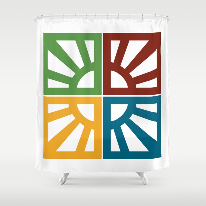 Breeze Block Eleven Multi Dark Shower Curtain