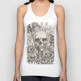 Skull with Snake and Gargoyle Sketch Unisex Tank Top