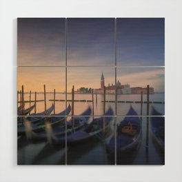 First light of the morning over Gondolas of Venice Wood Wall Art