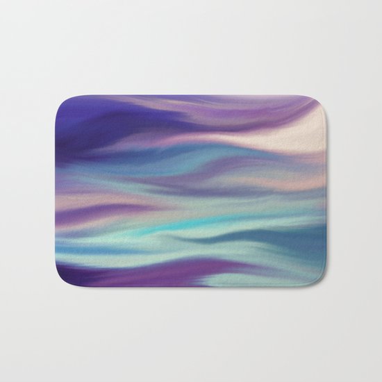 Painted digital silk texture blue colors Bath Mat