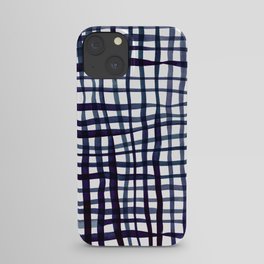 Watercolor doodle gingham - indigo iPhone Case | Indigo, Abstract, Gingham, Lines, Simple, Doodle, Strokes, Watercolorgrid, Abstractart, Geometry 