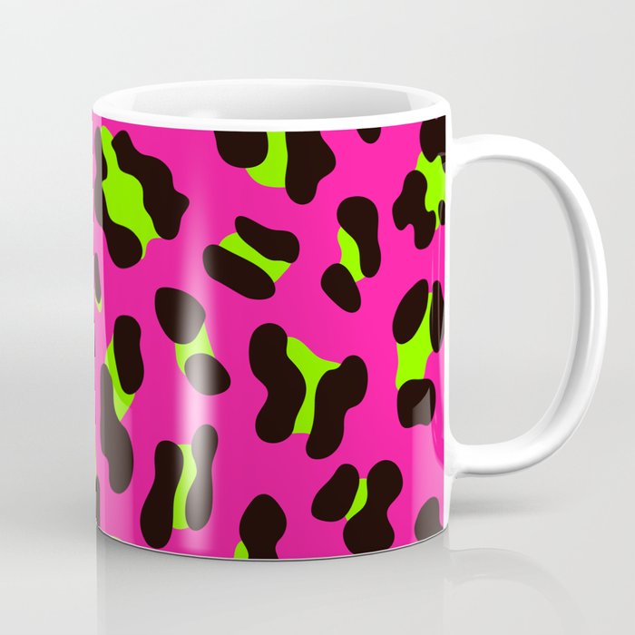 80s Neon Pink and Lime Green Leopard Coffee Mug