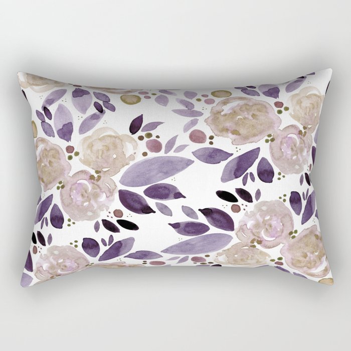 Abstract watercolor roses - ultra violet and beige Rectangular Pillow