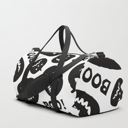 Halloween Black and White Pattern with Pumpkin Silhouette and inscription Boo Duffle Bag