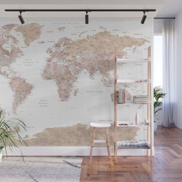 Highly detailed watercolor world map with Antarctica, Abey2 Wall Mural