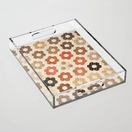 Vintage Multicolor Patchwork Quilt Acrylic Tray