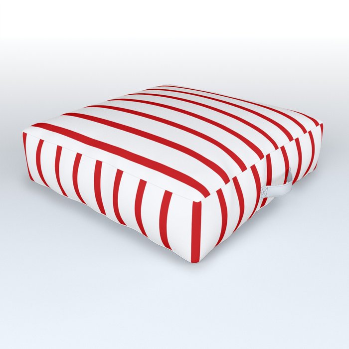 Vertical Red Stripes Pattern Outdoor Floor Cushion
