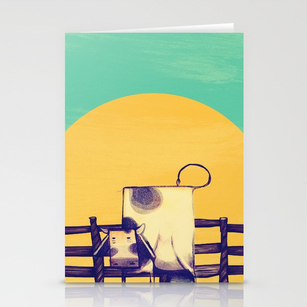 Cow Sunset Stationery Cards