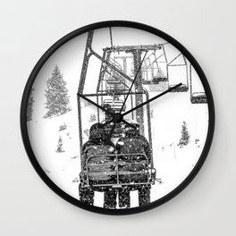 Snow Lift // Ski Chair Lift Colorado Mountains Black and White Snowboarding Vibes Photography Wall Clock