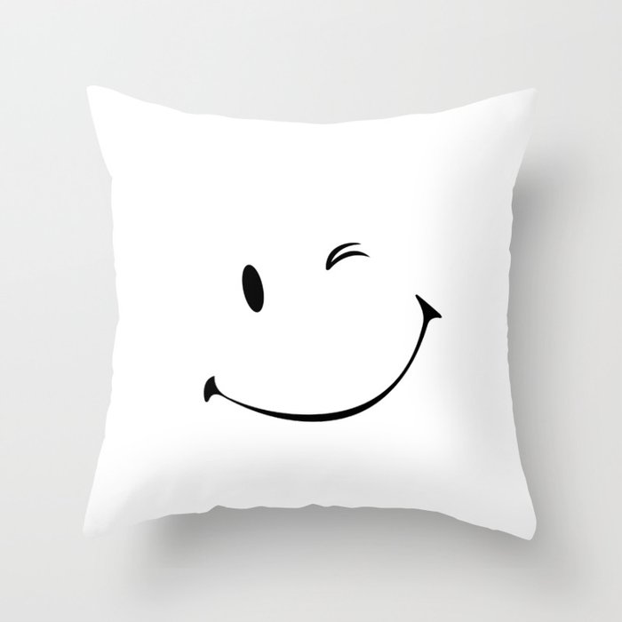 Smiley Wink Throw Pillow