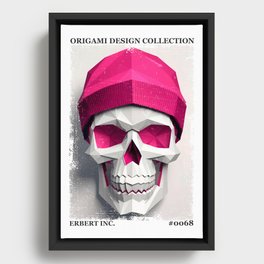 Origami Pink Cap Skull Framed Canvas