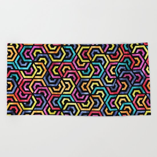 Seamless Colorful Geometric Pattern XXIV Beach Towel