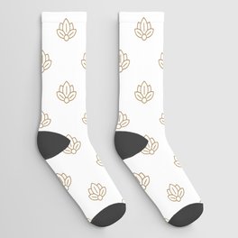 Gold Spiritual Lotus on White Socks