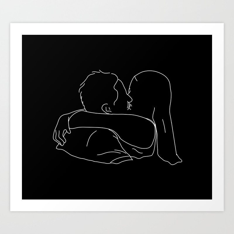 Couple Kissing Line Drawing Art Print By Catherinetitcomb Society6