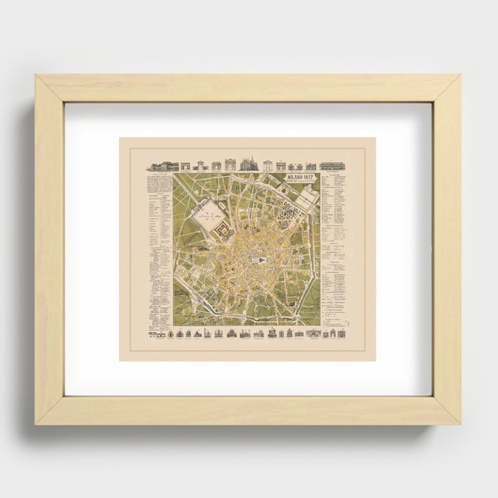 Map Of Milan 1877 Recessed Framed Print