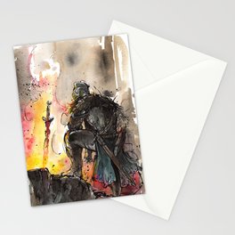 Dark Souls Bonfire with a Warrior Japanese calligraphy Stationery Cards