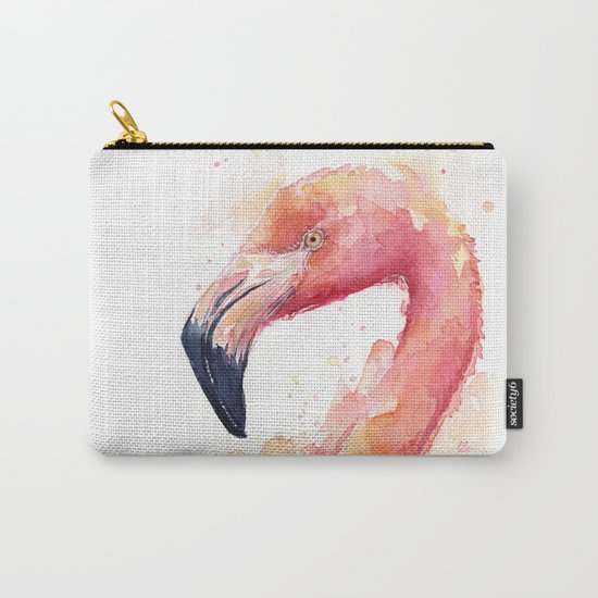 Flamingo Watercolor Pink Bird Tropical Animal Carry-All Pouch