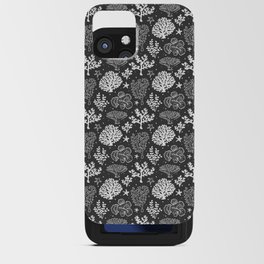Dark Grey And White Coral Silhouette Pattern iPhone Card Case
