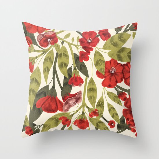 Red Garden Throw Pillow