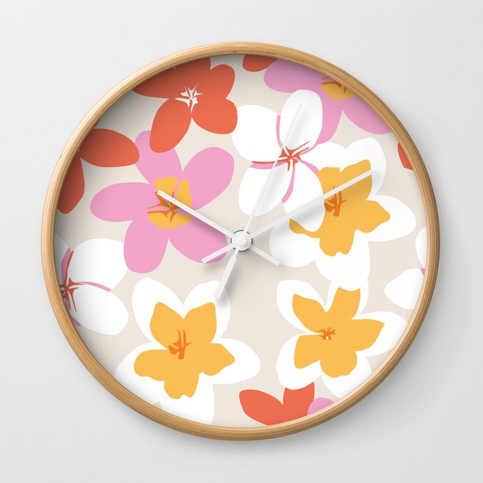 Tropical Plumeria Flowers Wall Clock