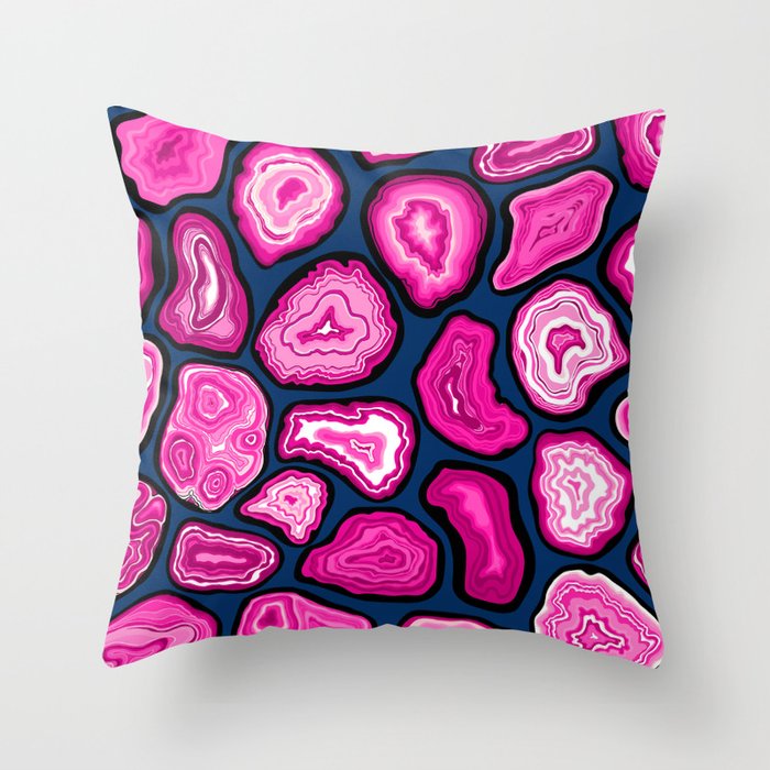 Pink agate slices Throw Pillow