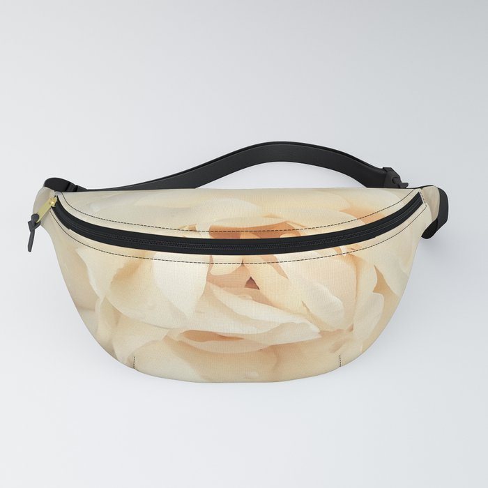 Light pastel yellow rose blossom garden photography Fanny Pack