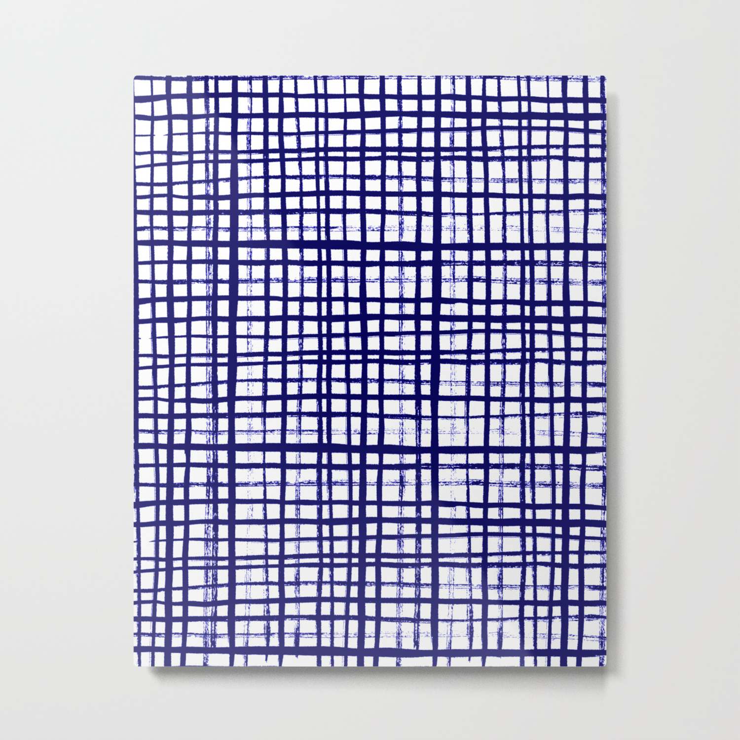Grid Indigo Blue Bold Dramatic Modern Minimal Abstract Painting
