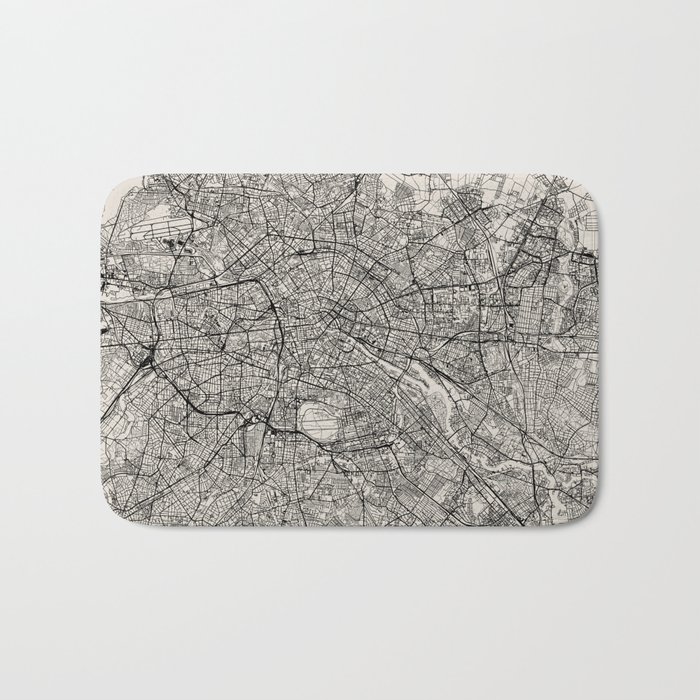 Germany, Berlin - Authentic Black and White Map Bath Mat