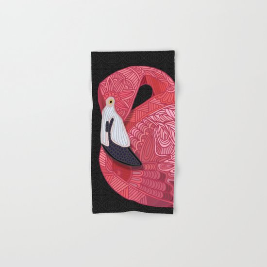Pink Flamingos 2016 (black) Hand & Bath Towel