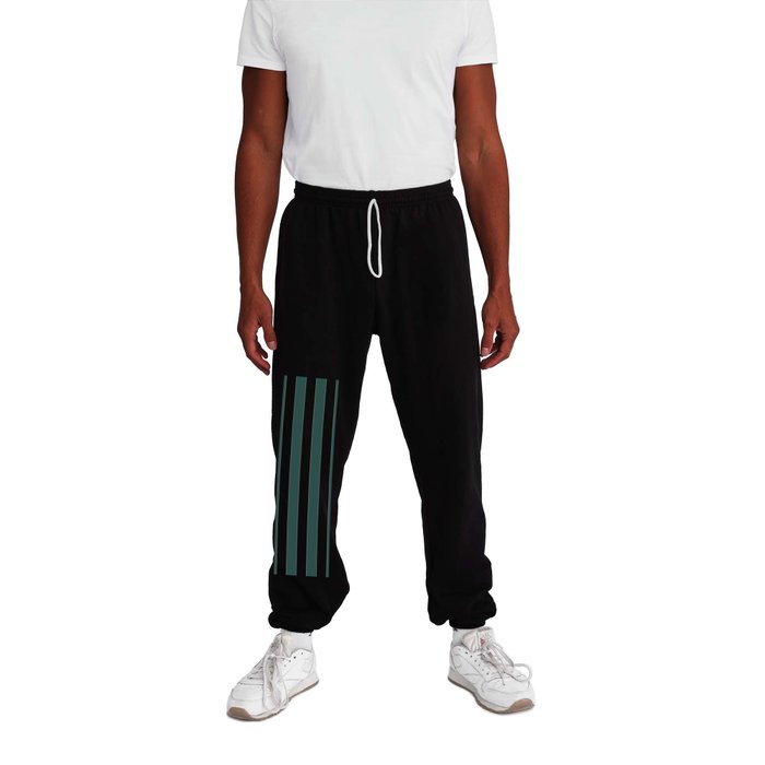 Vertical Stripes (Dark Green & White Pattern) Sweatpants