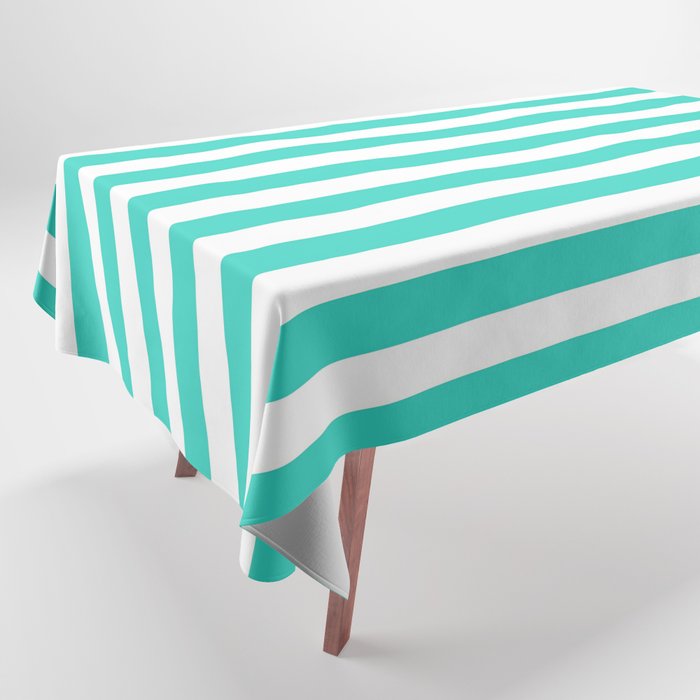STRIPES DESIGN (TURQUOISE-WHITE) Tablecloth